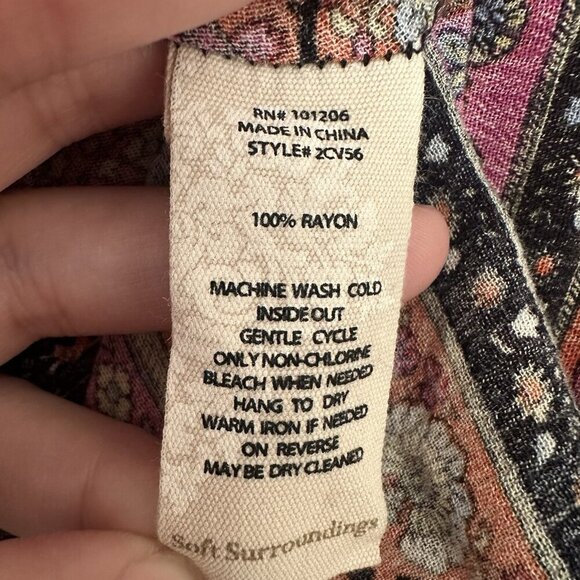 Soft Surroundings Boho Long Sleeve Maxi Dress Women M Earthy Esperanza Hippie - Picture 12 of 12